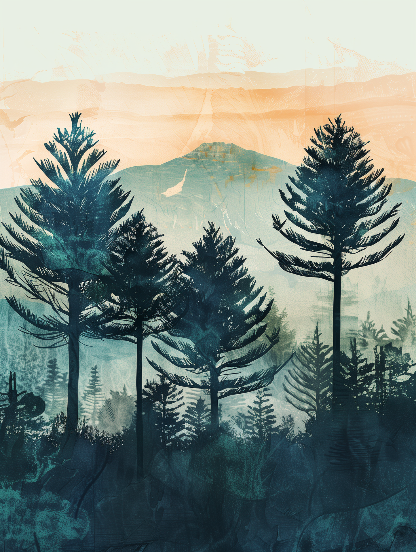 Araucarias Acuarela 30x40 cm